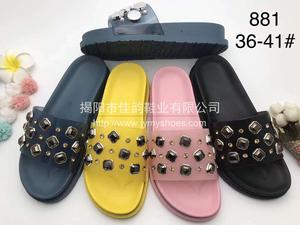 揭阳吹气鞋新款女拖鞋latest PCU lady slippers jieyang shoes factory